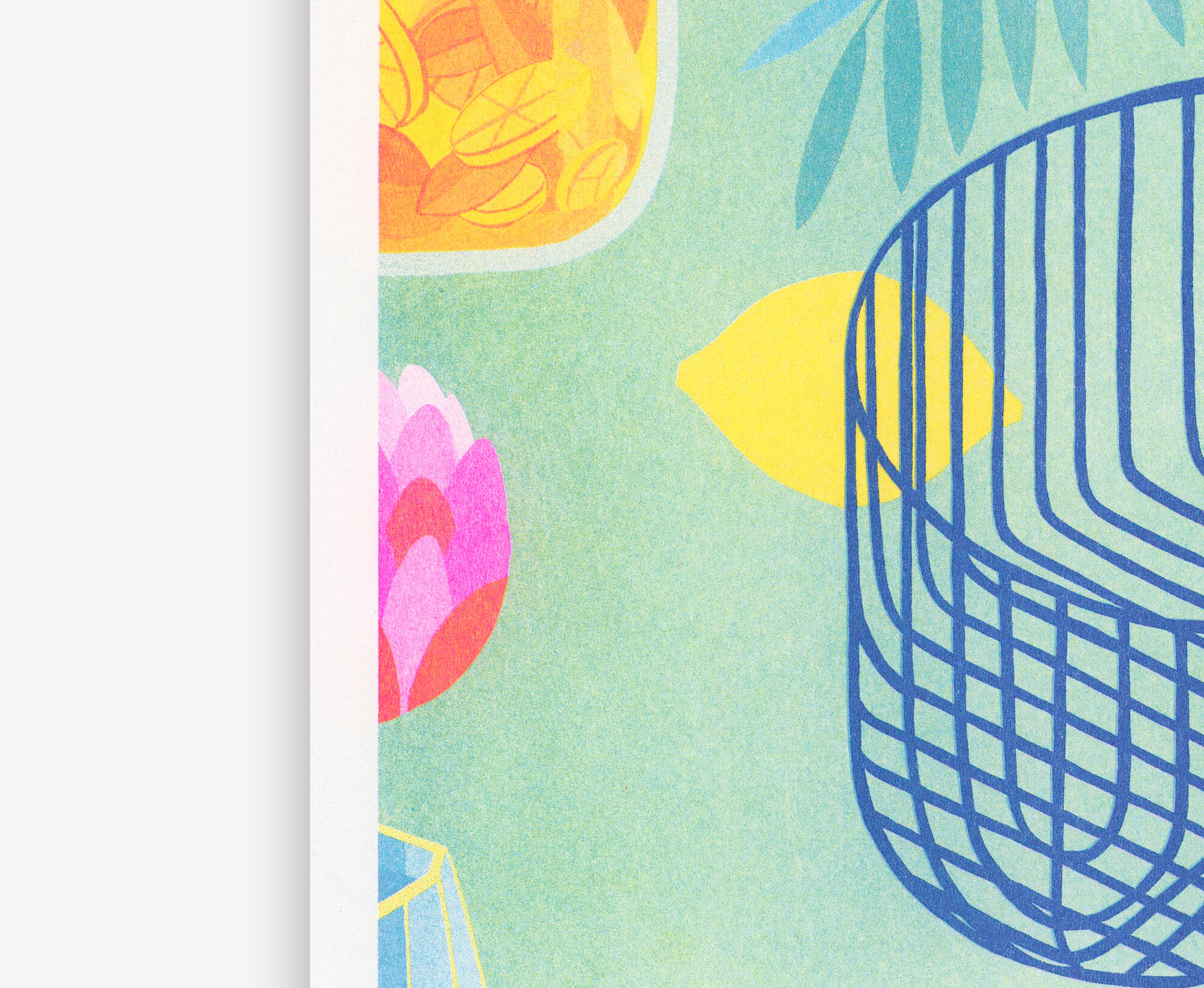 Illustration A5, lemon, in risography