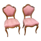 Paire de fauteuils anciens rose