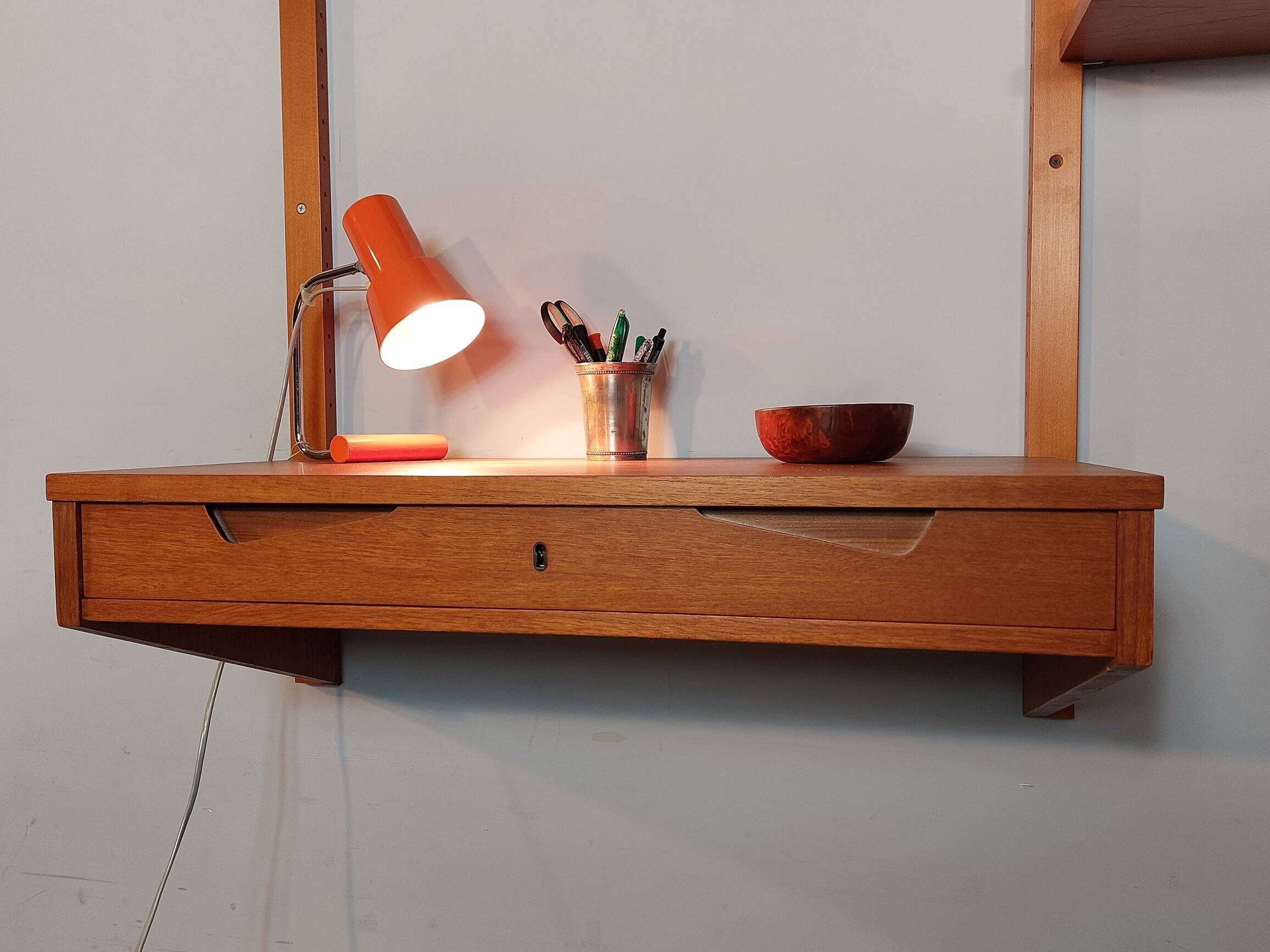 Rival Scandinavian shelves & wall secretary by Kjell Riise, 1960s