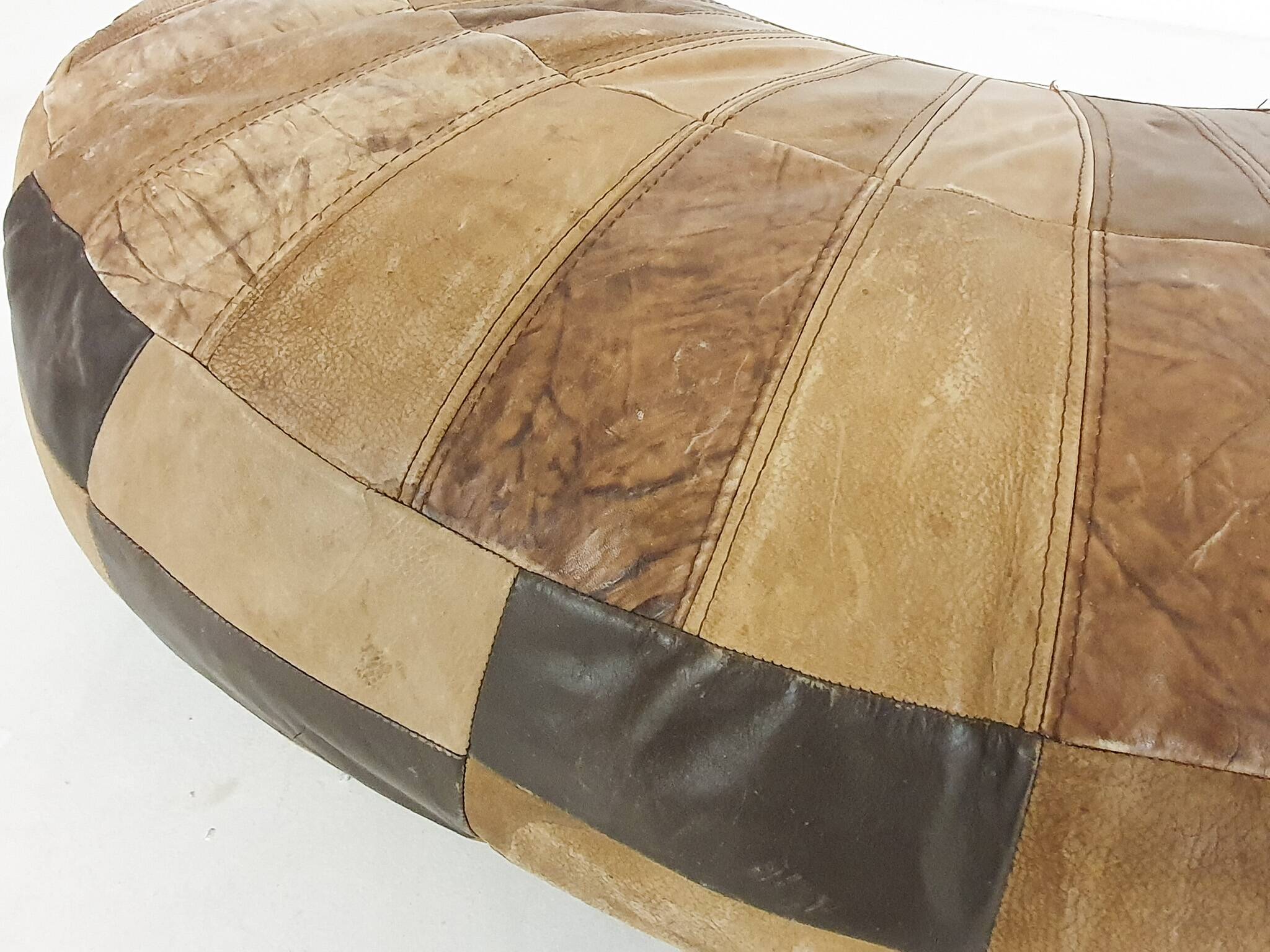 Vintage kidney shaped patchwork ottoman, The Netherlands 1970's