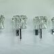 Set of four large Murano glass elements and chromed brass sconces, Italy 60