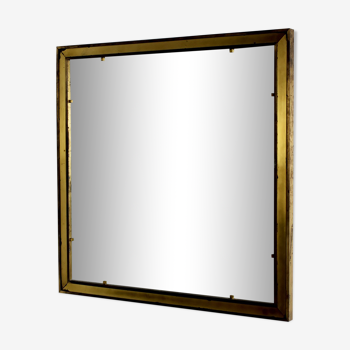 1960s Brass square mirror.