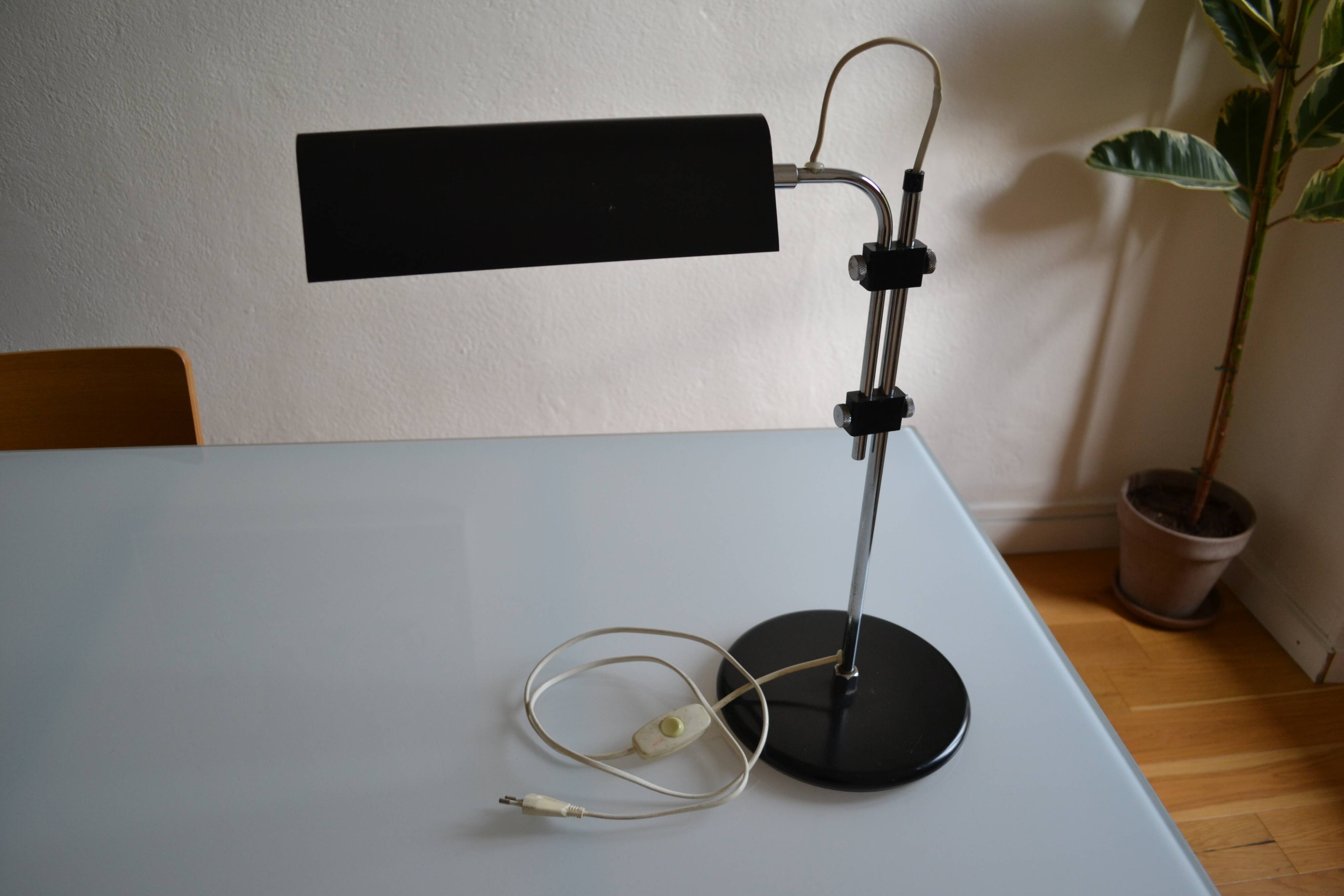 Vintage black modernist table lamp 50 1950 Bauhaus
