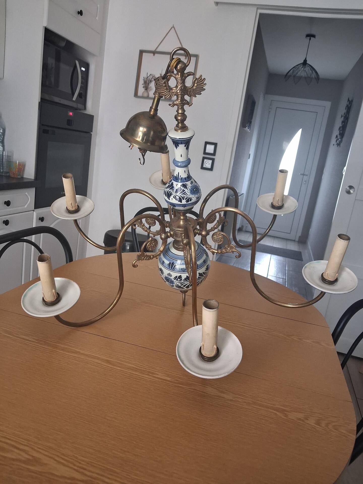 Lustrous 1950s brass porcelain