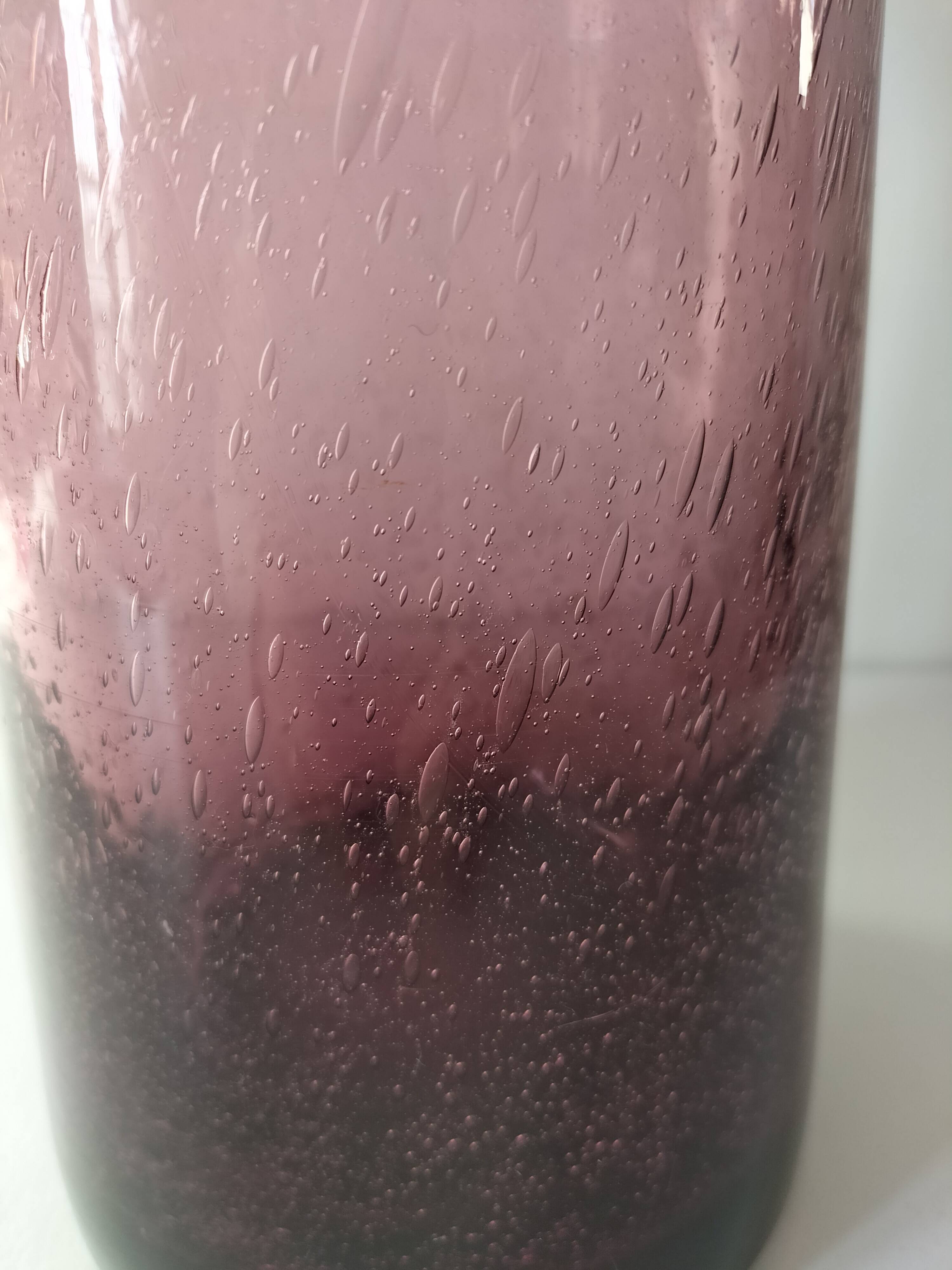 Purple bubble glass vase
