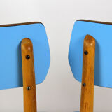 Vintage blue Formica & wood chairs, 1960s, set of 2