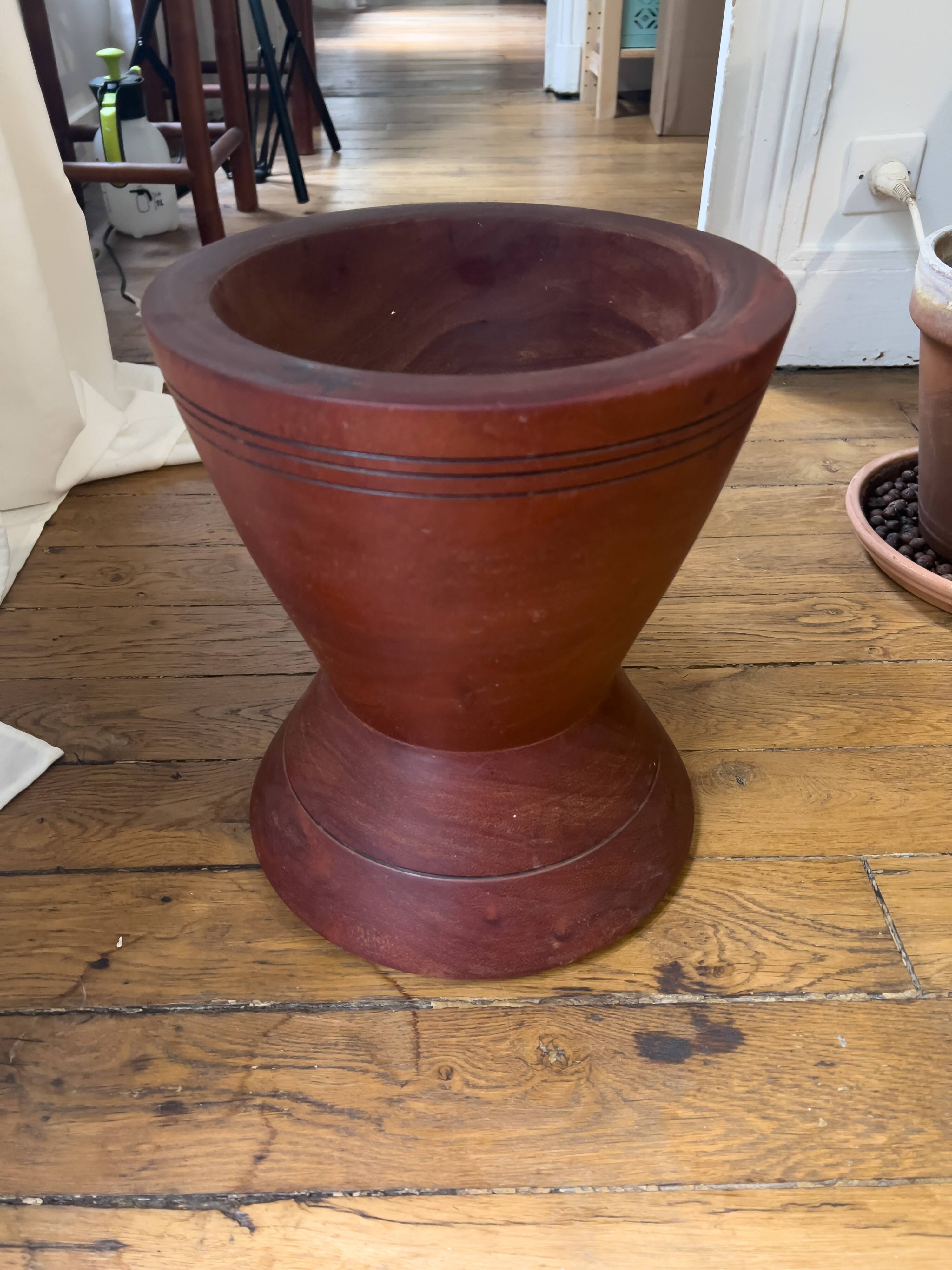 Authentic large wooden mortar and pestle