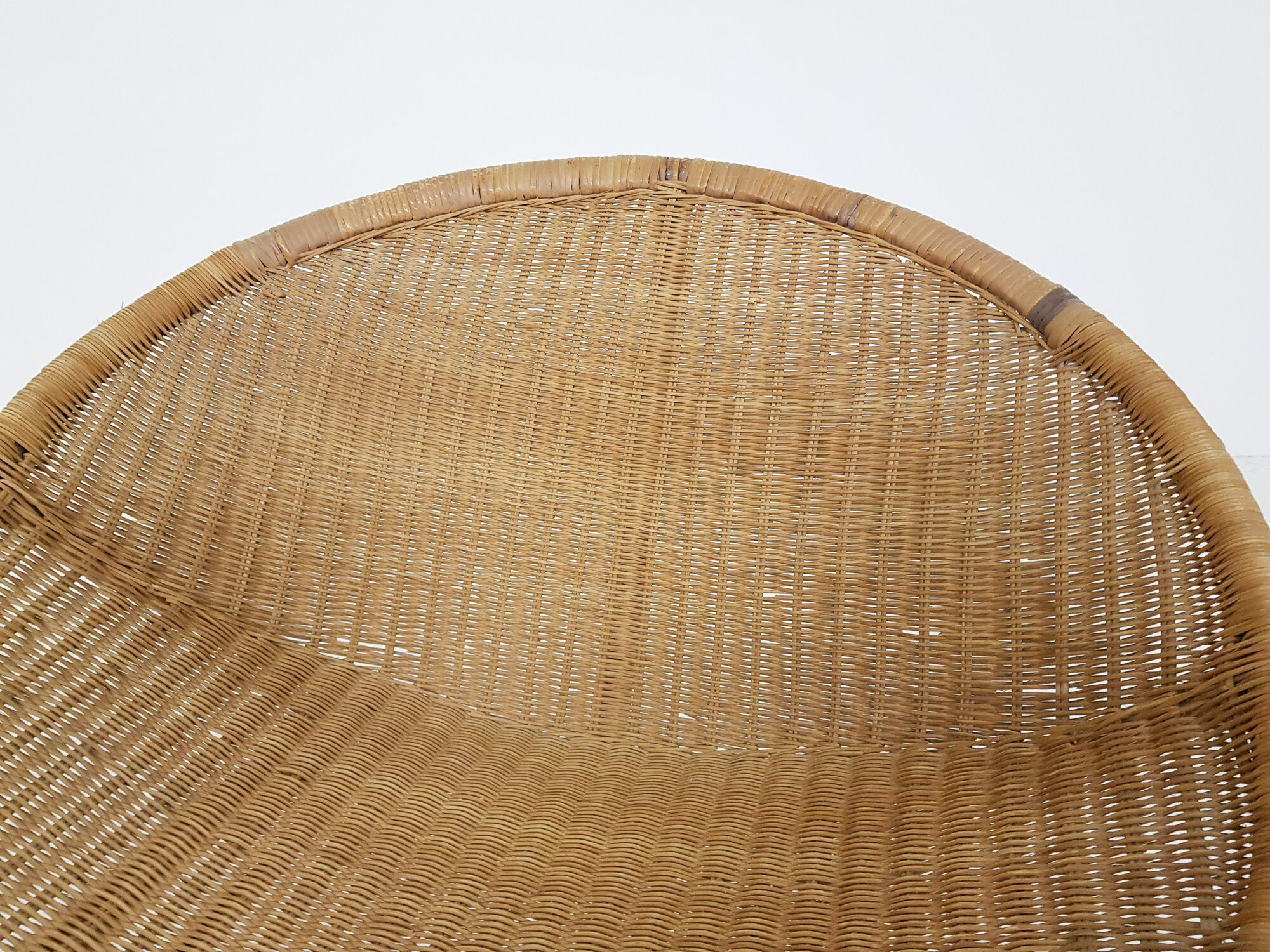 Vintage metal and rattan lounge chair , The Netherlands 1960’s