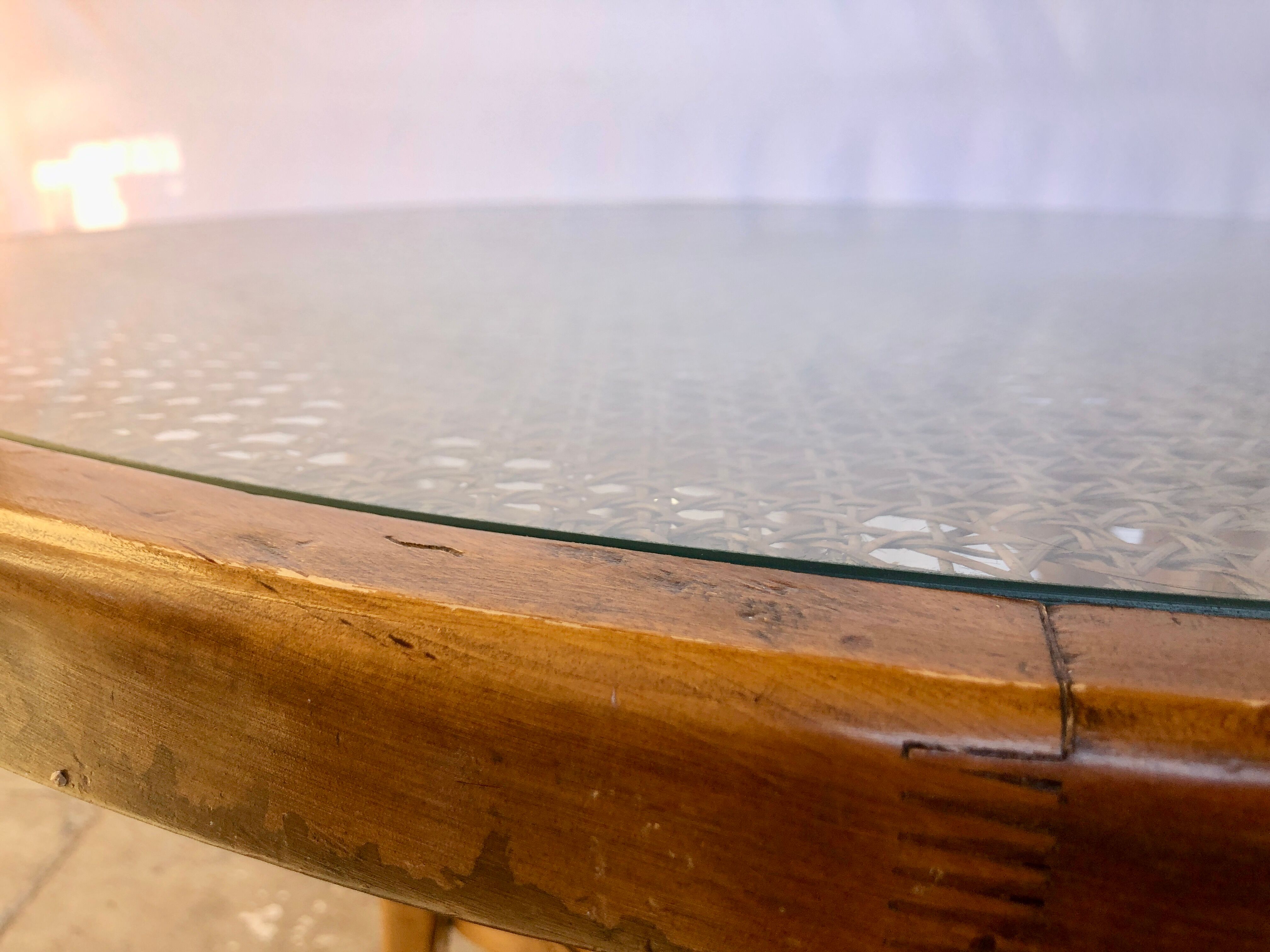 Dining table 1960 cannage and glass