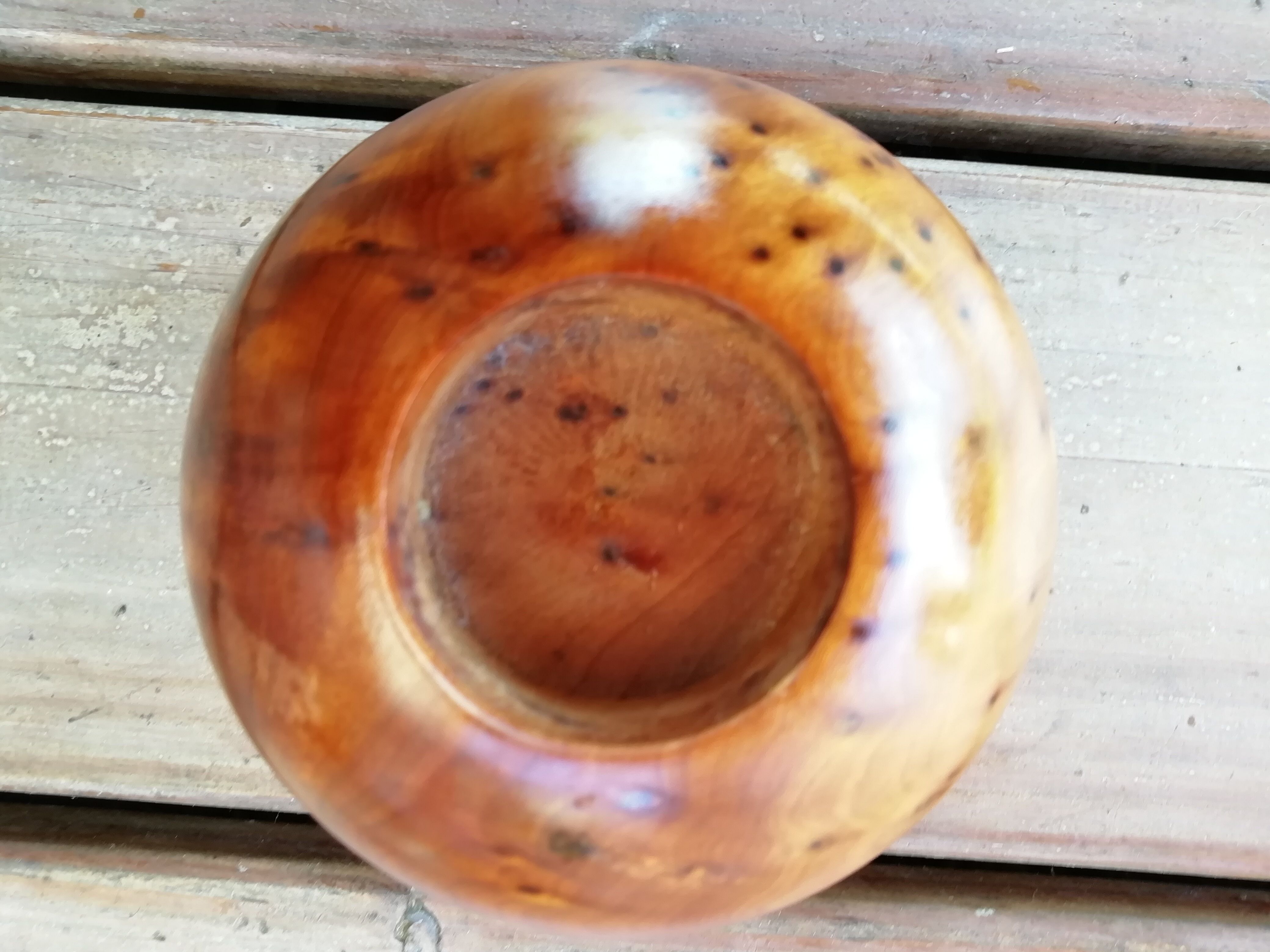 Solid cedar candle holder