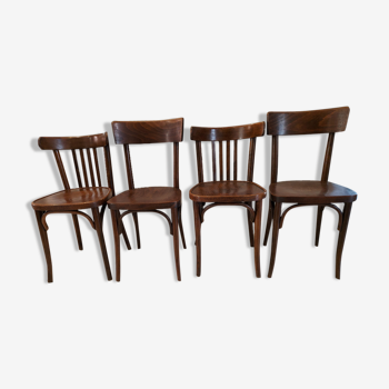 Suite of 4 chairs by Bistrot Baumann and Thonet vintage 1960