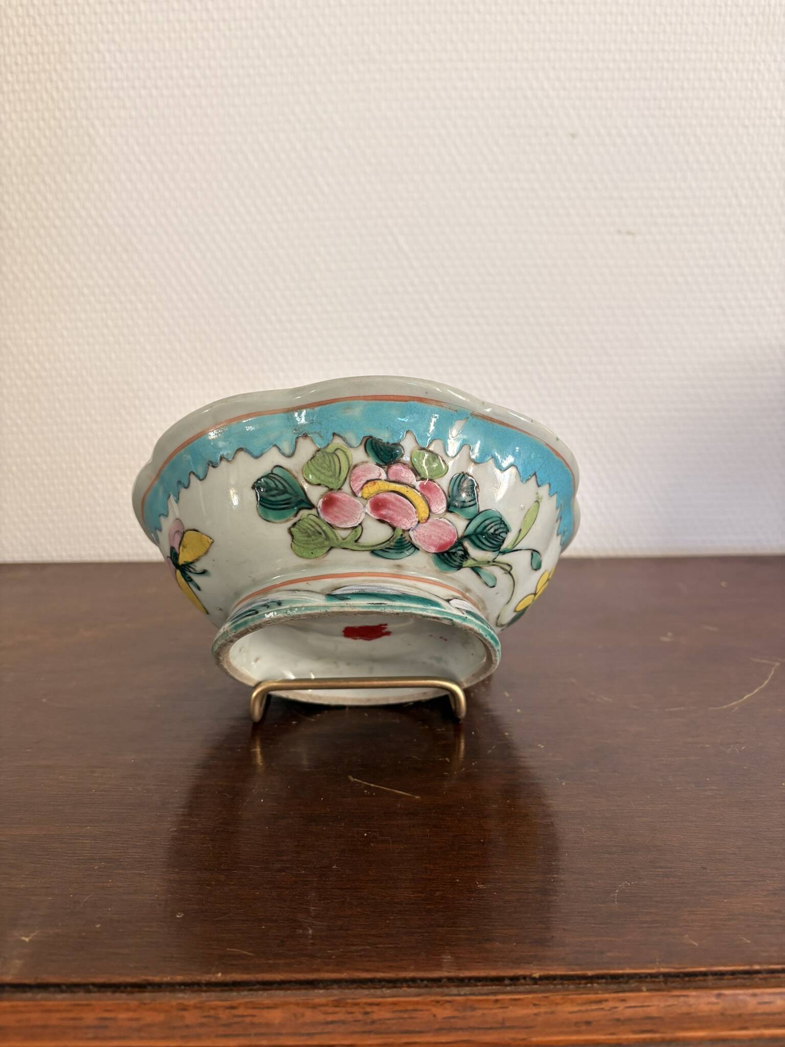 Coupe Plate Empty Pocket Family Rose Celadon Porcelain Peranakan Qing