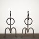 Brutalist wrought iron andirons, Italy, 1970s, set of 2.