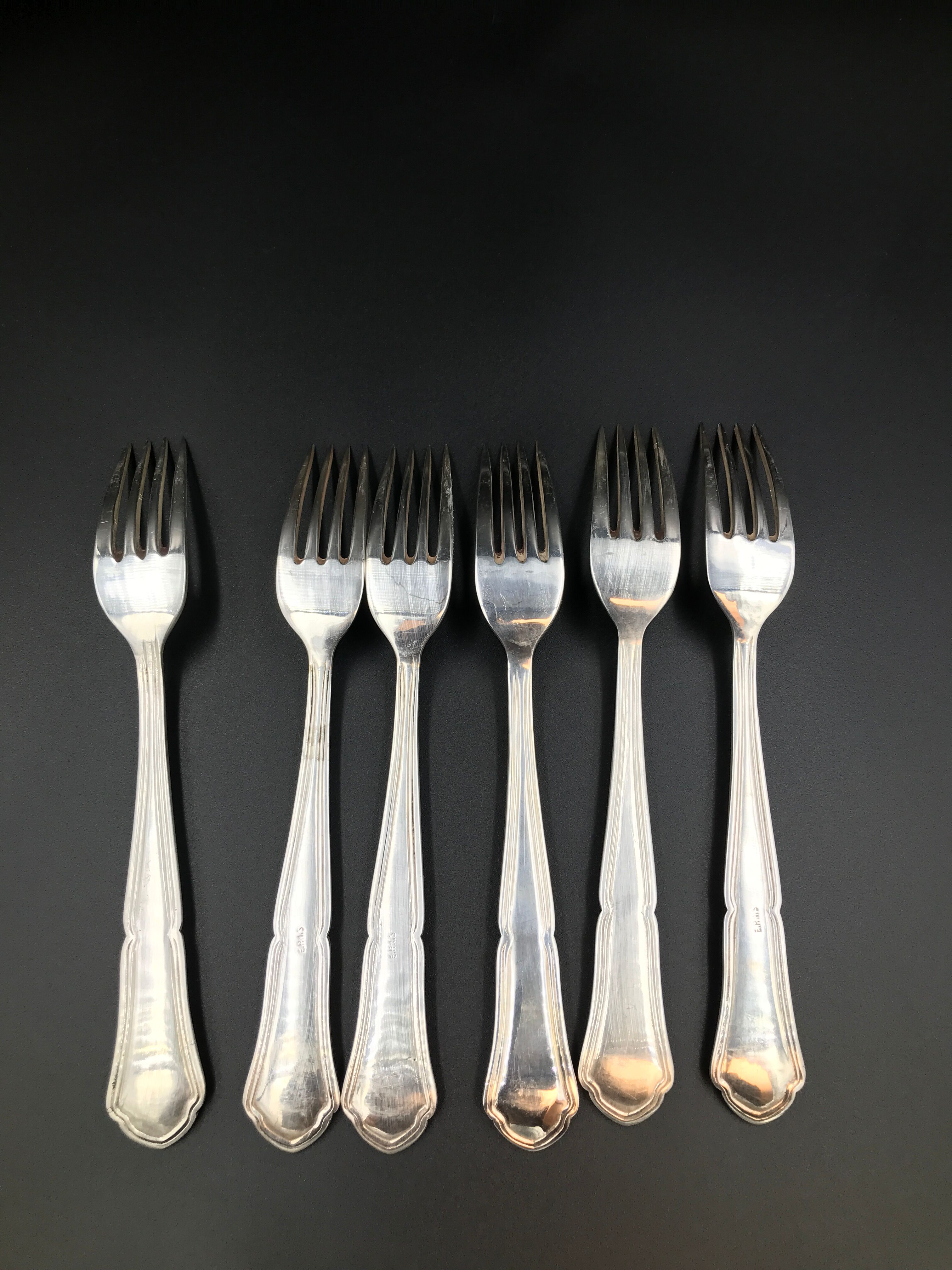 6 old vintage metal silver forks