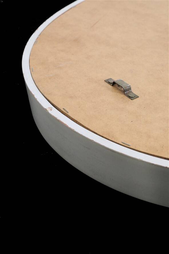 Big, oval mid-century mirror / 1960s / 1970s / white / sanded finish / Space Age