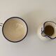 Handcrafted ceramic pitcher and bowl signed – blue decor – vintage tableware