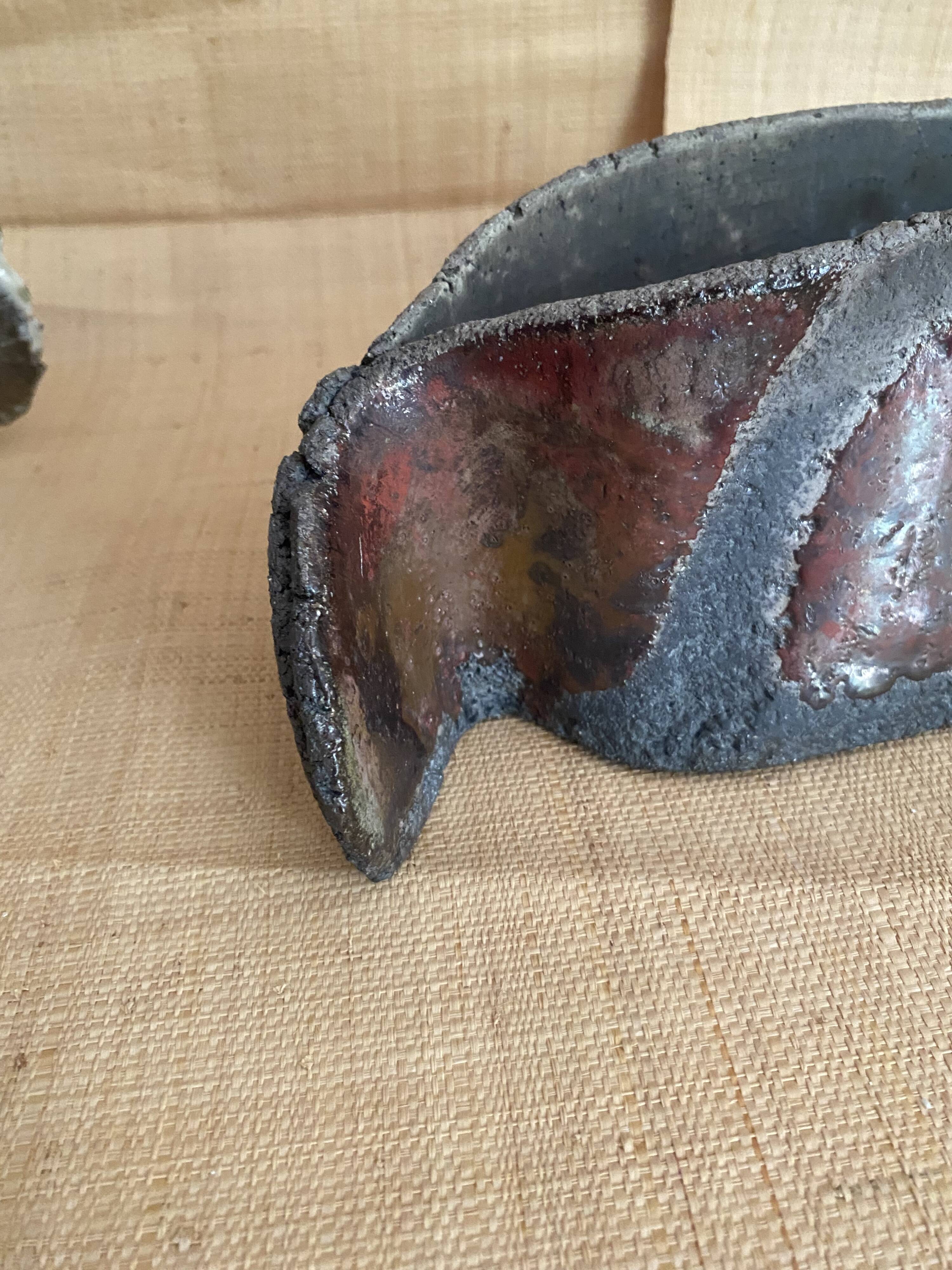 Raku vase signed free form