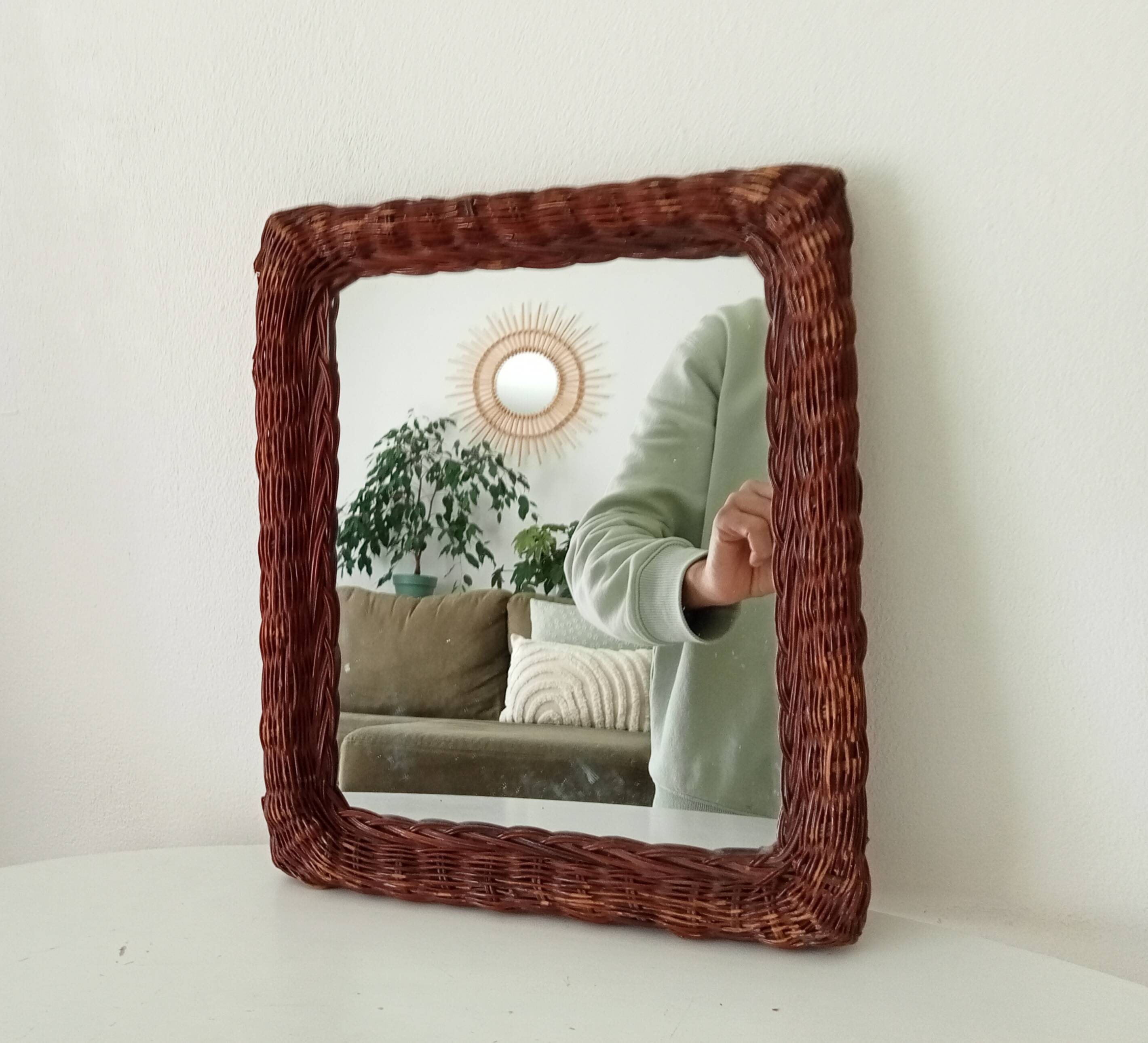 Vintage wicker mirror