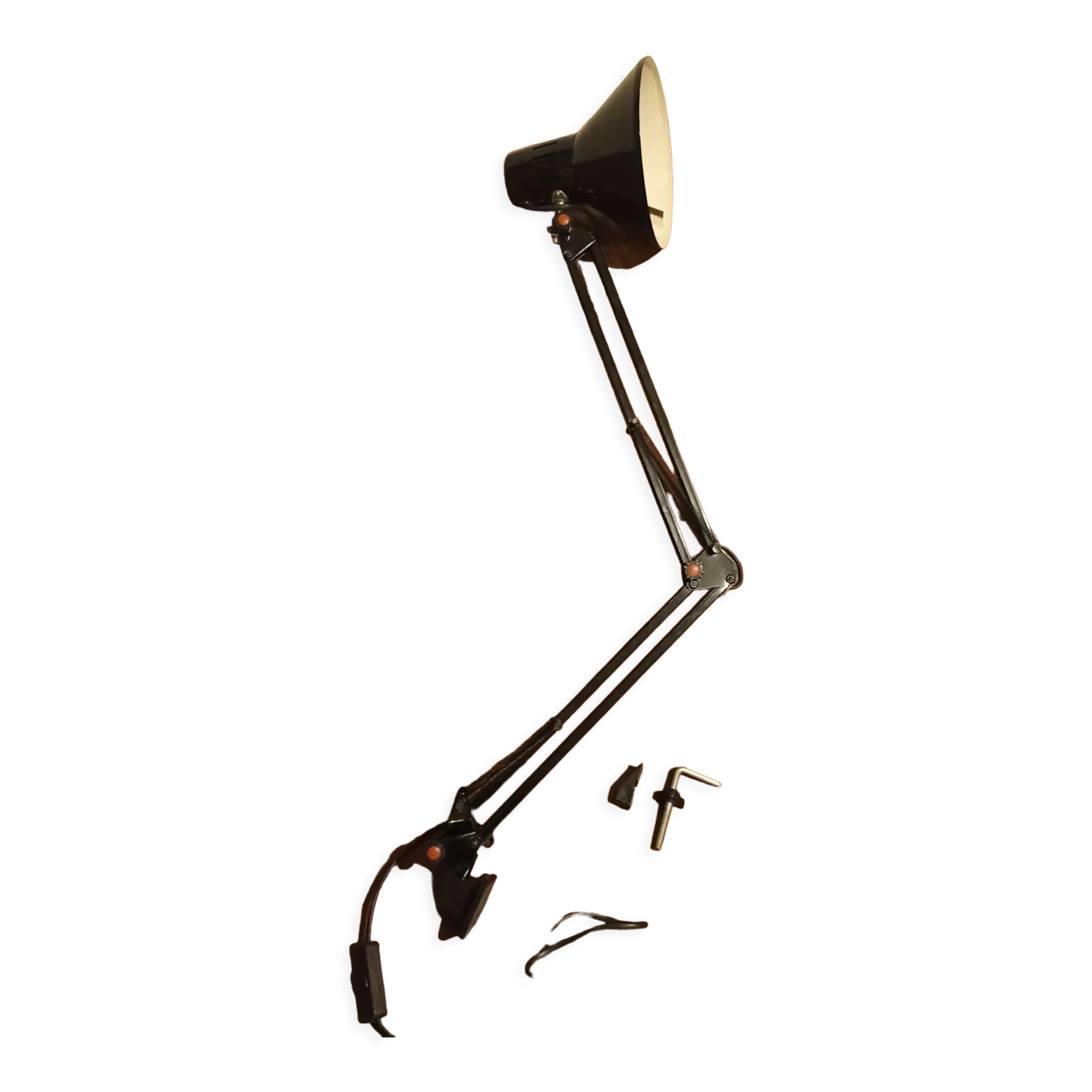 Black vintage architect lamp in its box