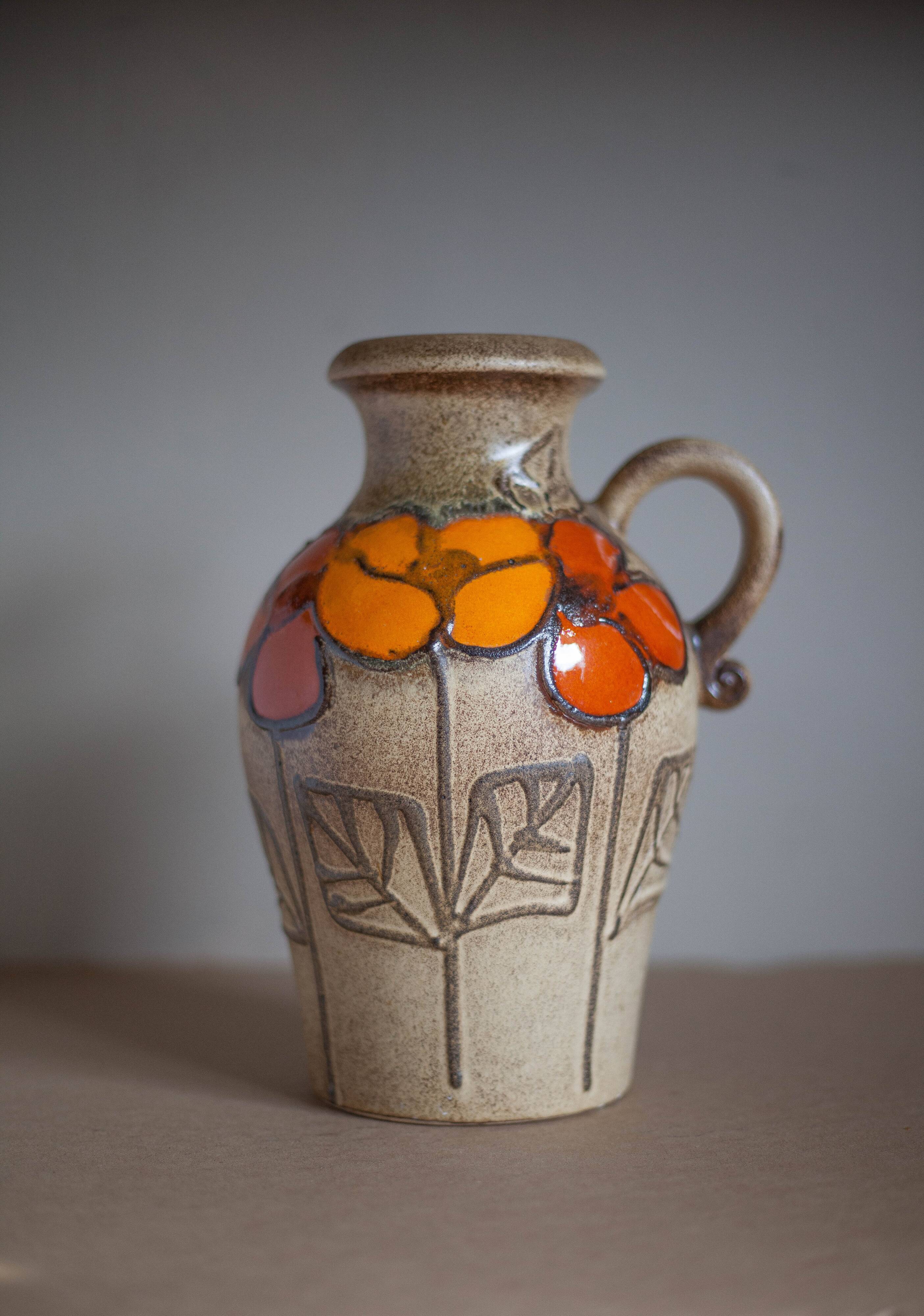 Scheurich ceramic vase Keramik West Germany, decorative vase, flower pot, handle vase, collectio