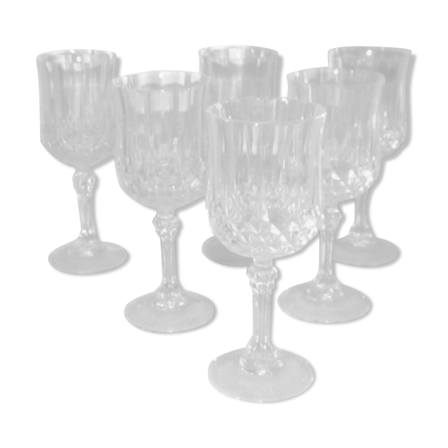 Series of 6 white wine glasses Porto crystal of Arques model Longchamp