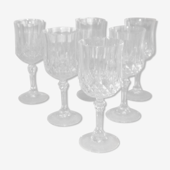 Série de 6 verres à vin blanc Porto en cristal d'Arques modèle Longchamp