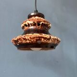 Brown and beige West Germany ceramic fat lava pendant lamp