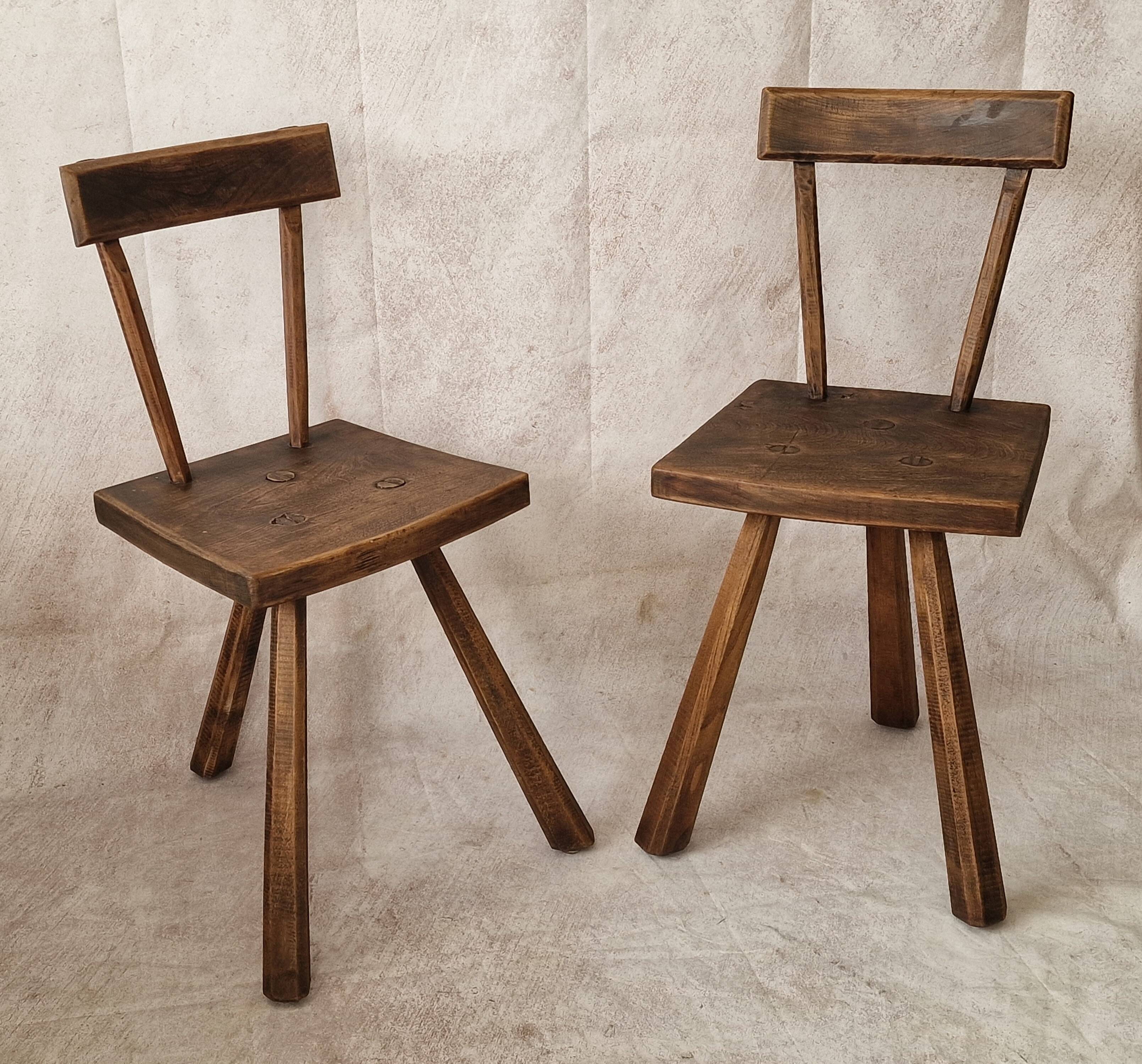 pair of brutalist wabi sabi style chairs