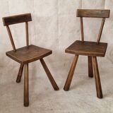 pair of brutalist wabi sabi style chairs