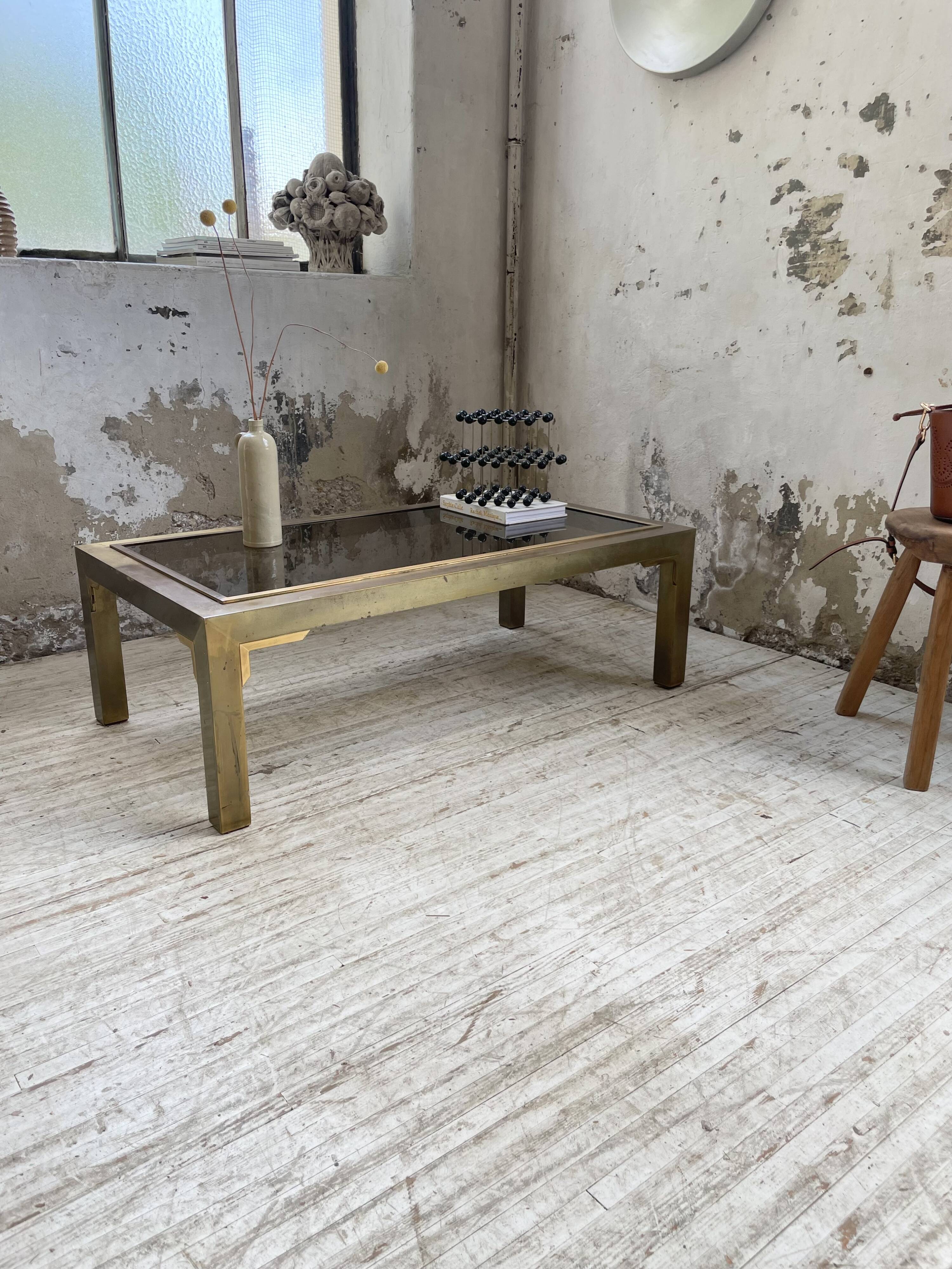 60s brass coffee table