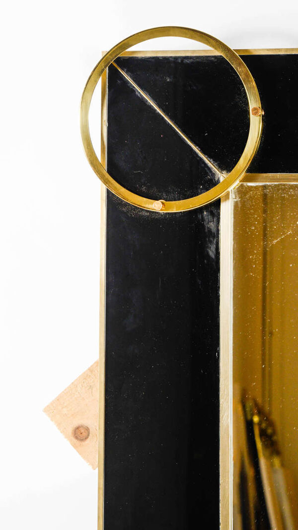 Miroir en verre noir et garniture laiton 182x121 cm