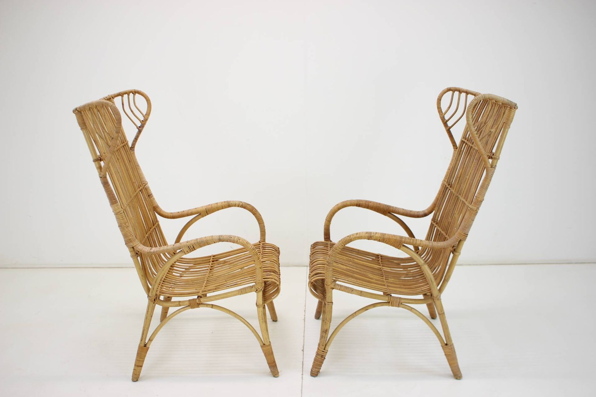 Midcentury rattan armchairs, 1960s