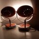 Pair of orange eye table lamps from the 70s space age