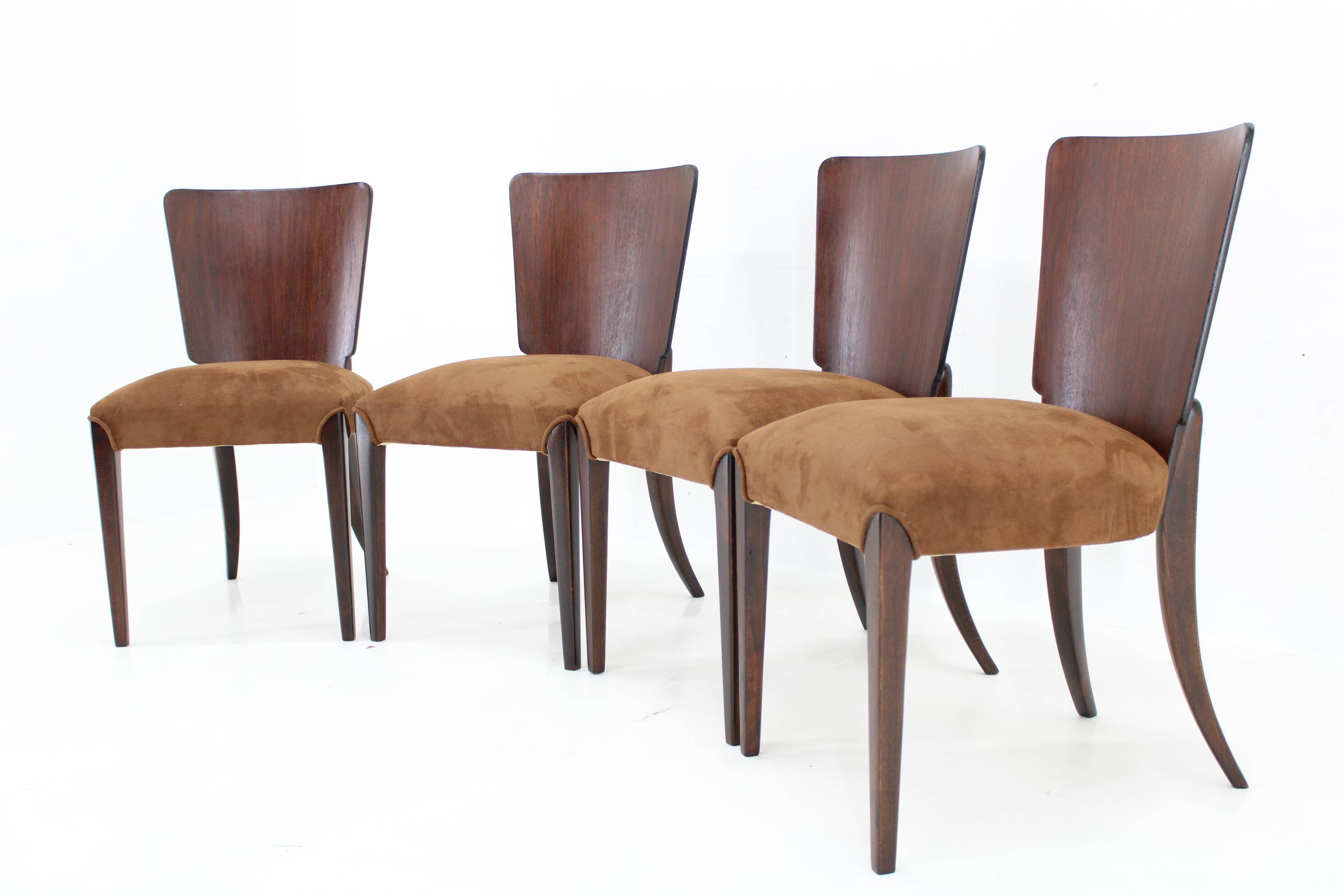 1950s  Jindrich Halabala Restored Dining Chairs H-214 for UP Závody, Set of 4