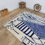 Vintage Azilal rug 264x150 cm - Blue geometric patterns
