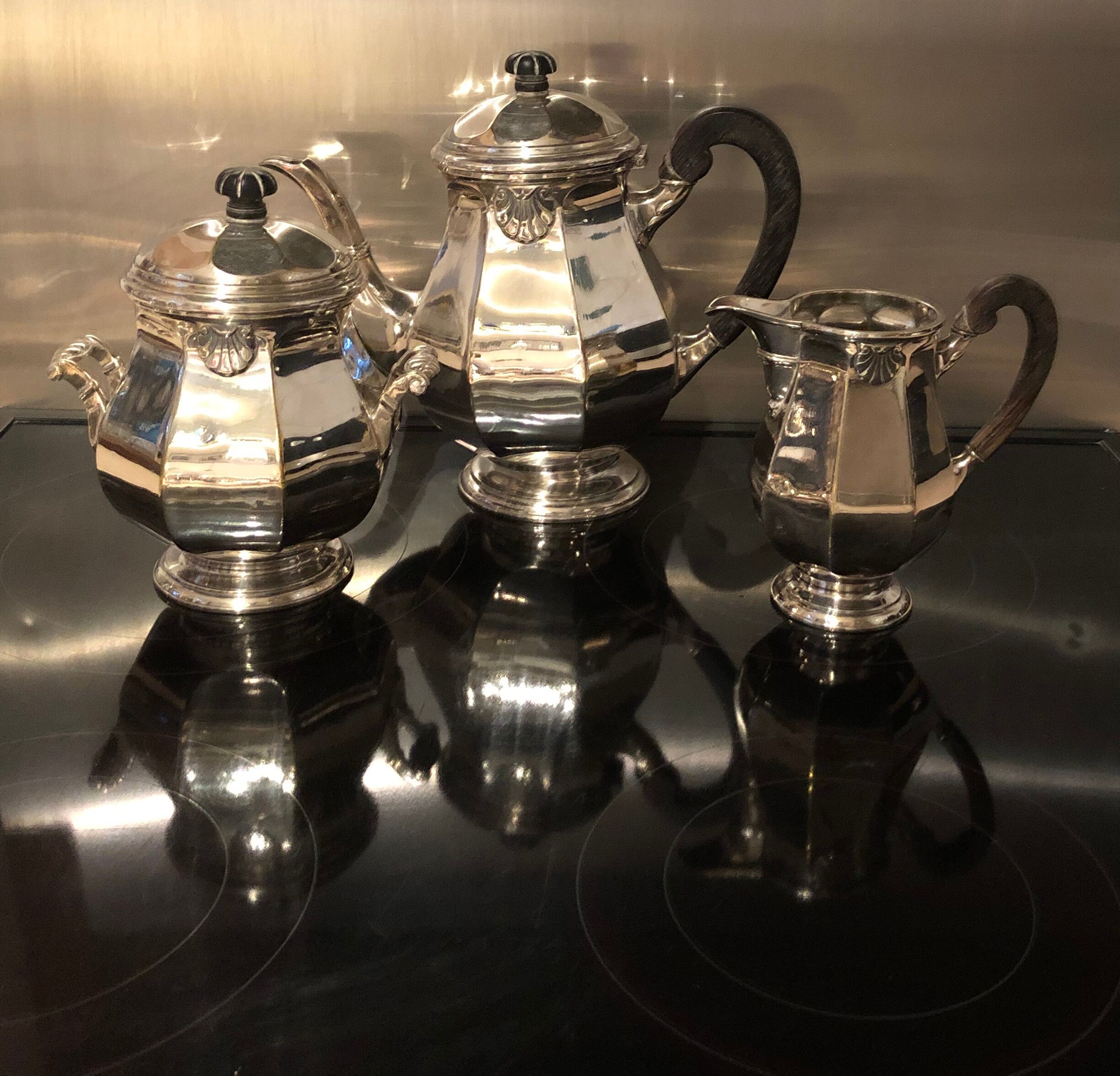 Silver metal tea service