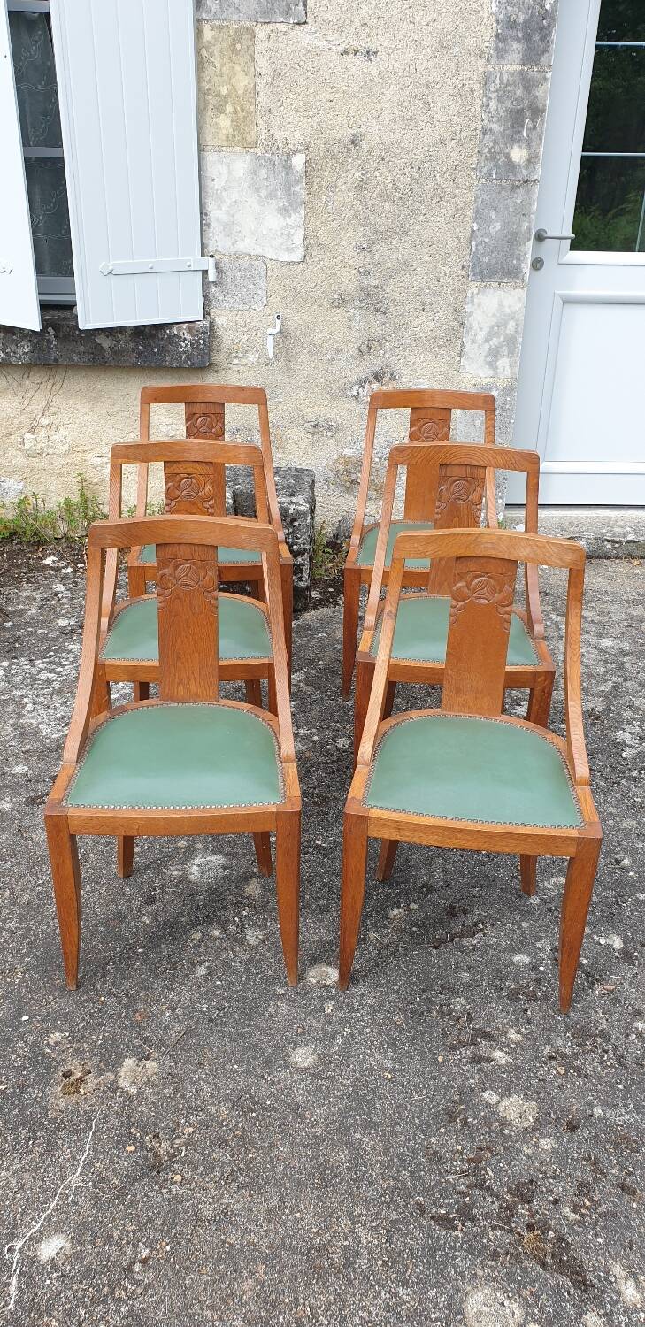 Suite de 6 chaises gondole Art Déco 1930