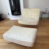 Two armchairs and a pop footstool from Roset