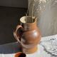 Set of 6 vintage brown glazed ceramic espresso cups with saucers.