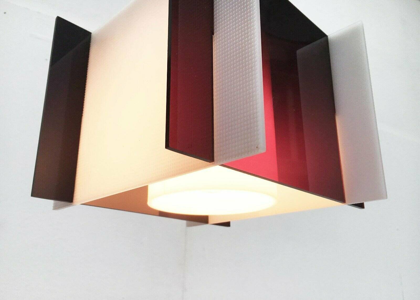 Mid-century space style acrylic cube pendant lamp, 1960s