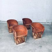 Mexican Art Populaire Artisan Made Leather Table & Chairs by Wim Rietveld, 1970s, Set of 5