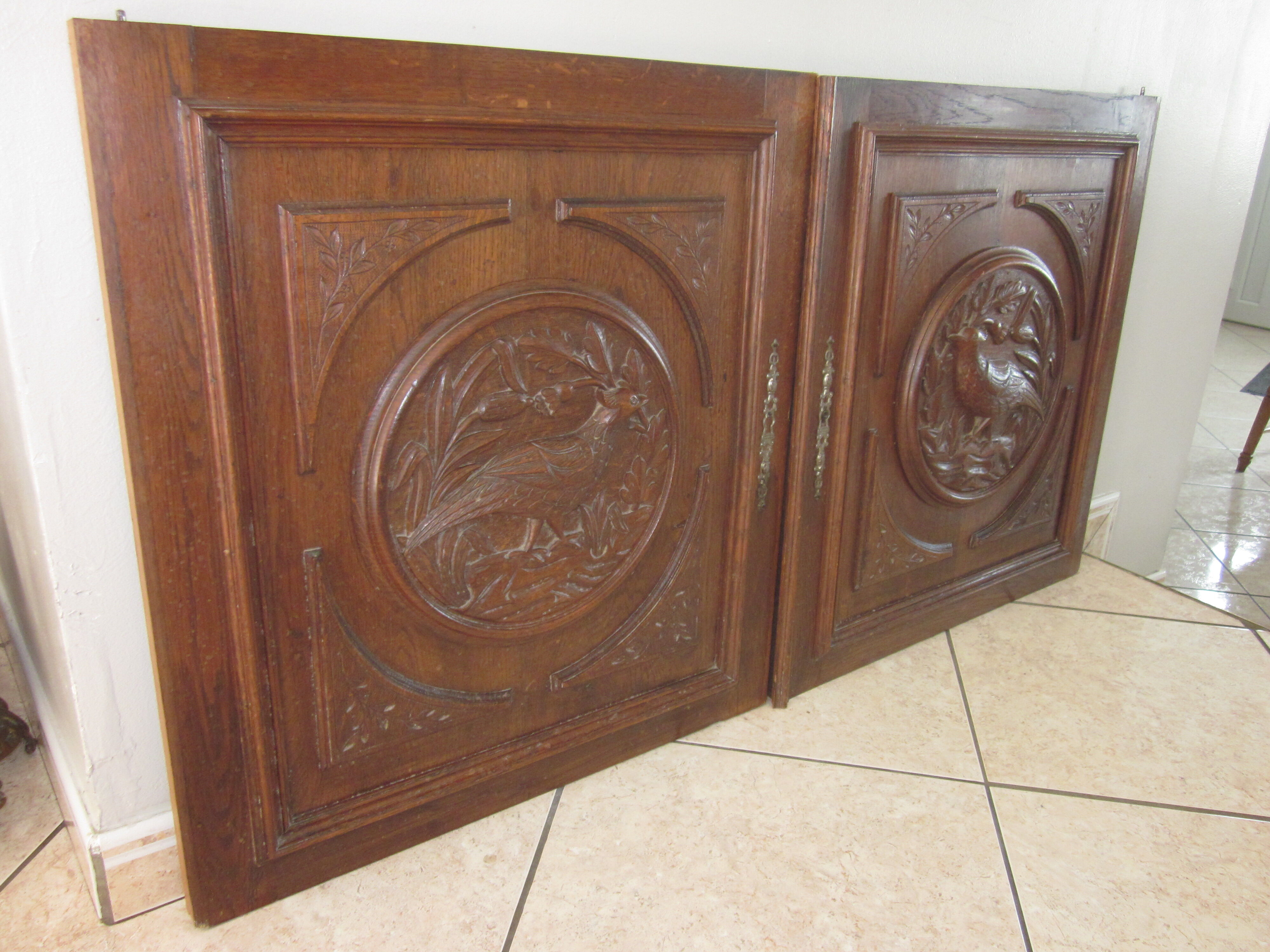 Pair of old carved wooden door