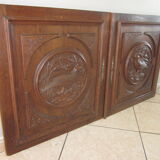 Pair of old carved wooden door