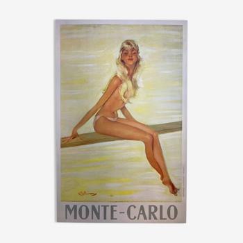 Affiche original Monte-Carlo Brigitte Bardot par Jean Gabriel Domergue - Petit Format - On linen
