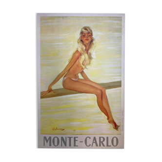 Original Monte-Carlo Brigitte Bardot poster by Jean Gabriel Domergue - Small Format - On linen