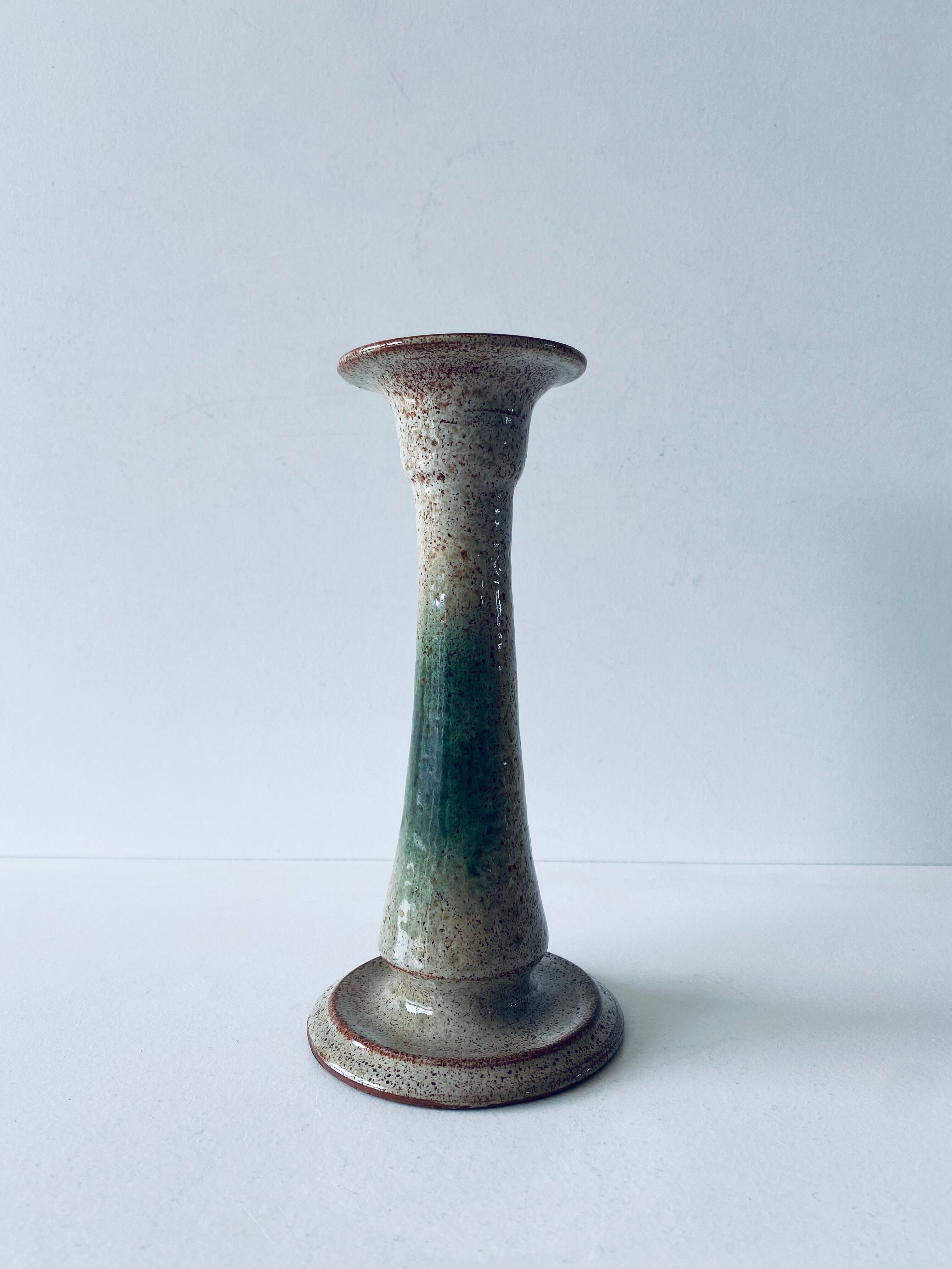 Enamelled terracotta candle holder
