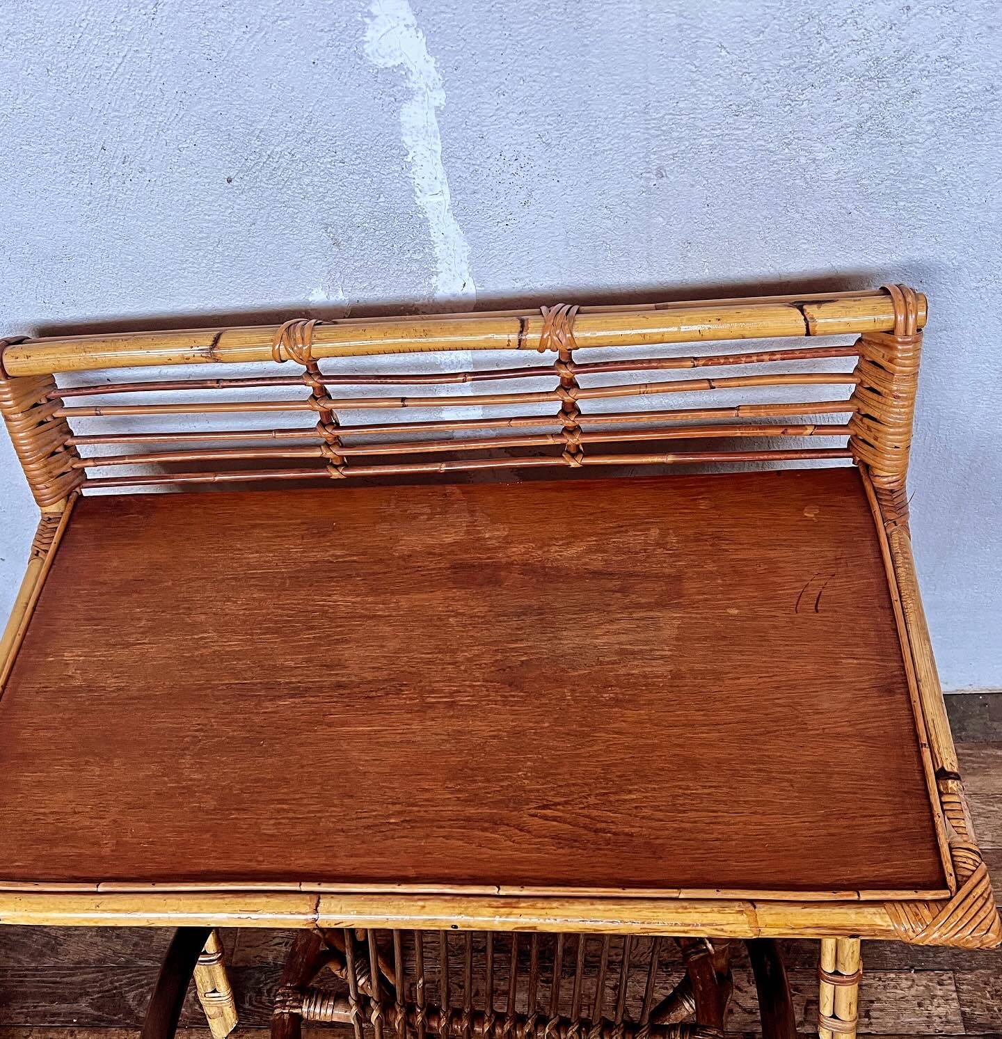 small desk, or serving trolley in bamboo, circa 1950/1960