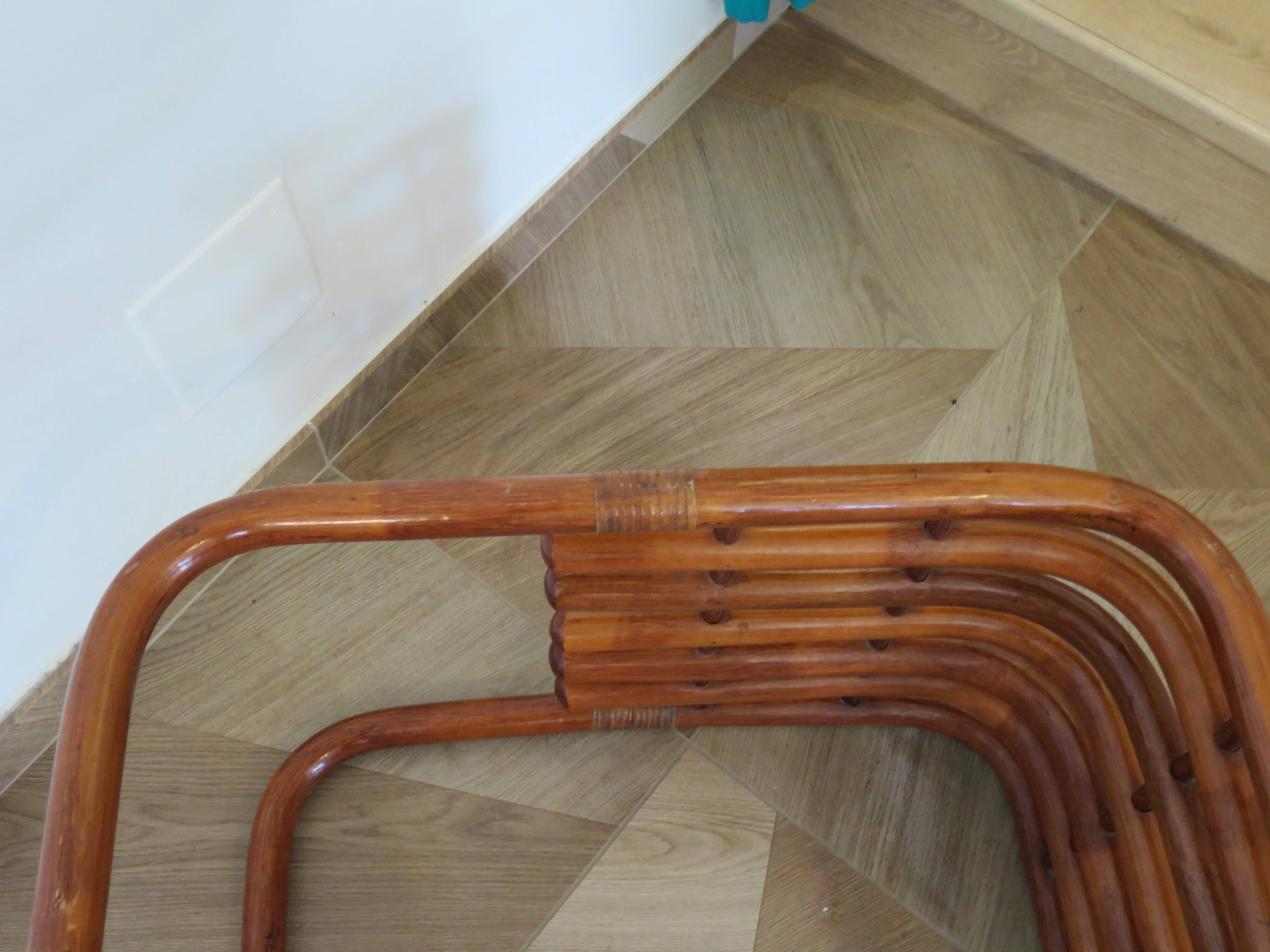 Table basse vintage - Bambou rotin et verre - Année 80 - Beau design