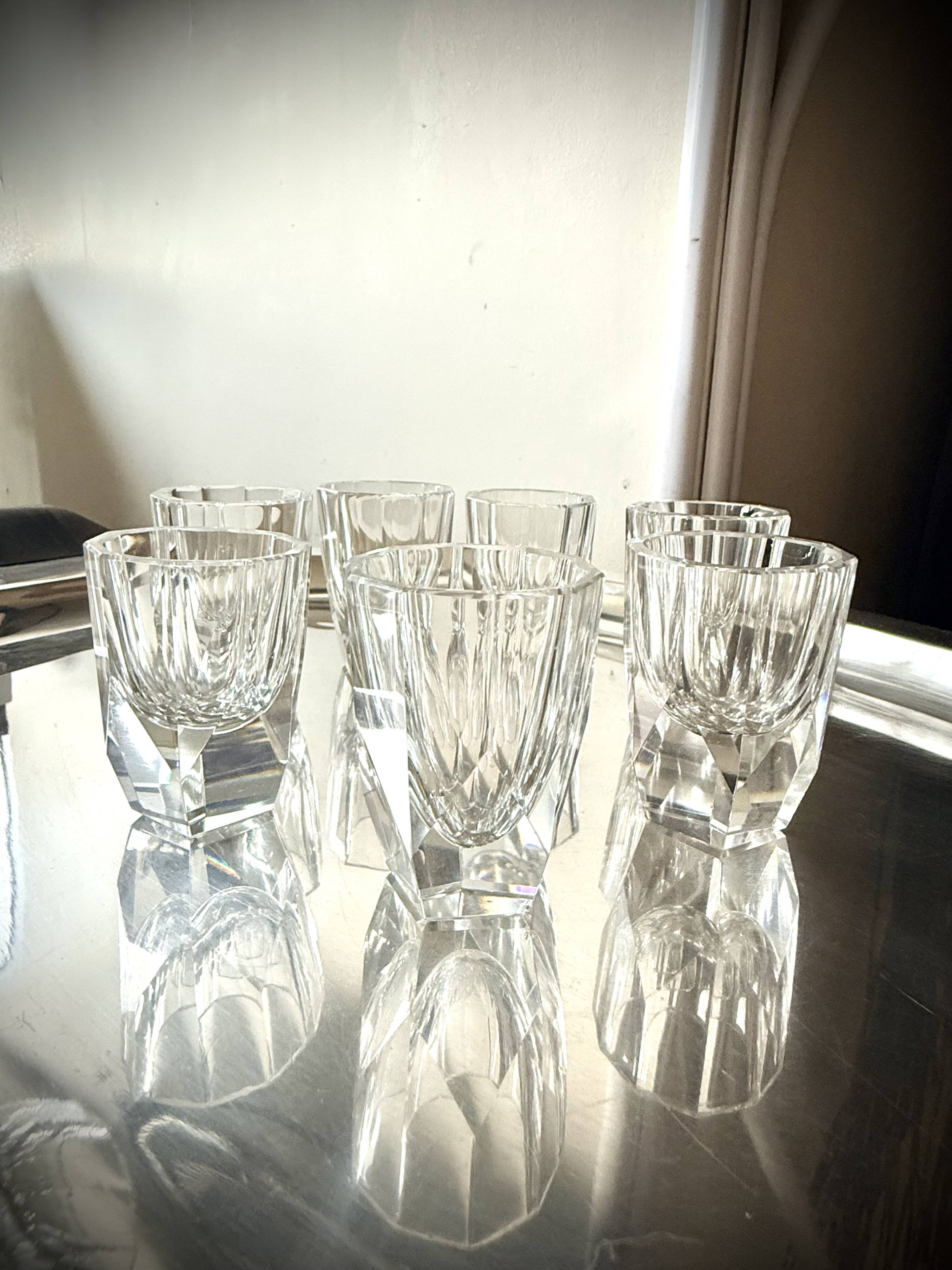 Set of 7 crystal liqueur/shooter glasses