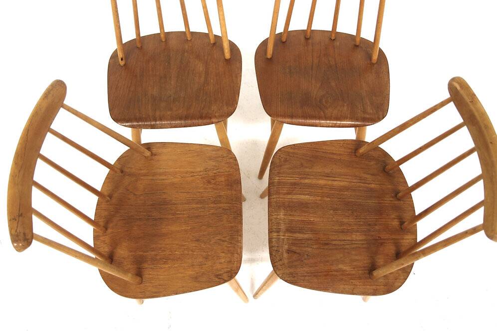 Set of 4 teak "Fanett" chairs by Ilmari Tapiovaara, Sweden, 1960